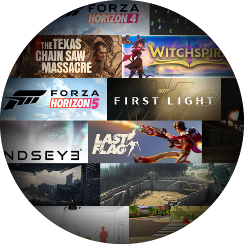 Games from the team’s previous work: Forza Horizon 4 and 5, The Texas Chain Saw Massacre, Witchspire, 007 First Light, MindsEye, and Last Flag.